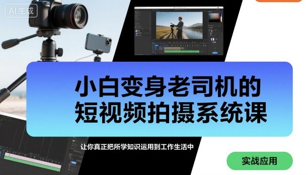 小白变身老司机的短视频拍摄系统课，让你真正把所学知识运用到工作生活中-51云资源