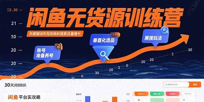 （15698期）闲鱼无货源训练营：账号准备养号/垂直化选品/黑搜玩法，0基础30天盈利指南-51云资源