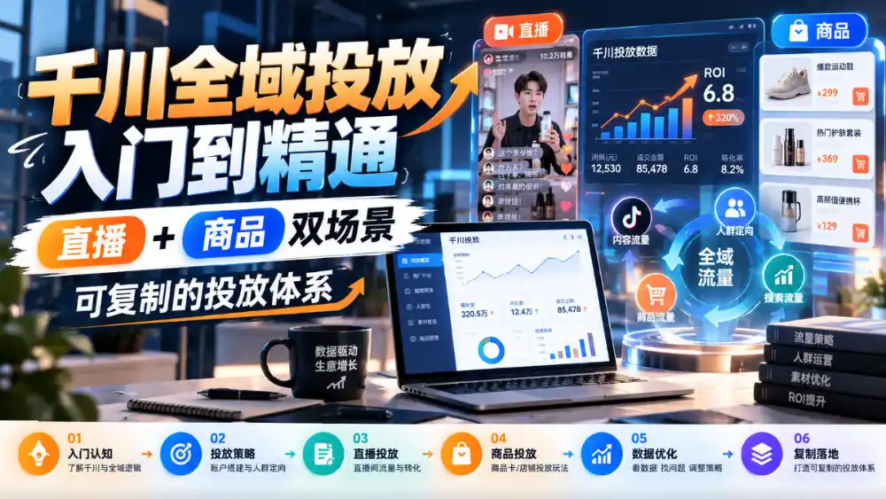 千川全域投放入门到精通，直播 商品双场景，可复制的投放体系(更新1026)