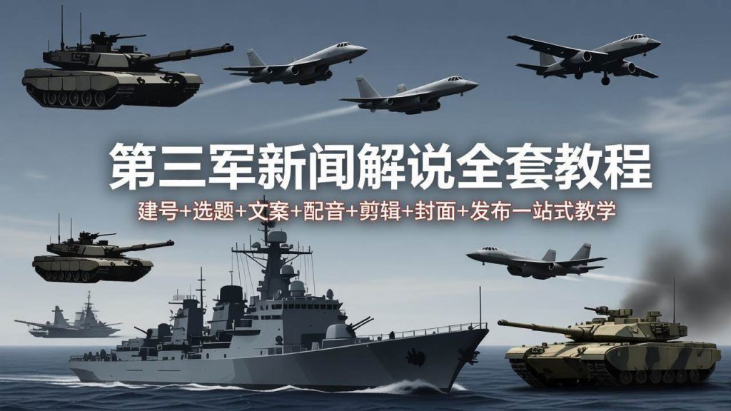 （18081期）第三军迷新闻解说全套教程：建号 选题 文案 配音 剪辑 封面 发布一站式教学-51云资源