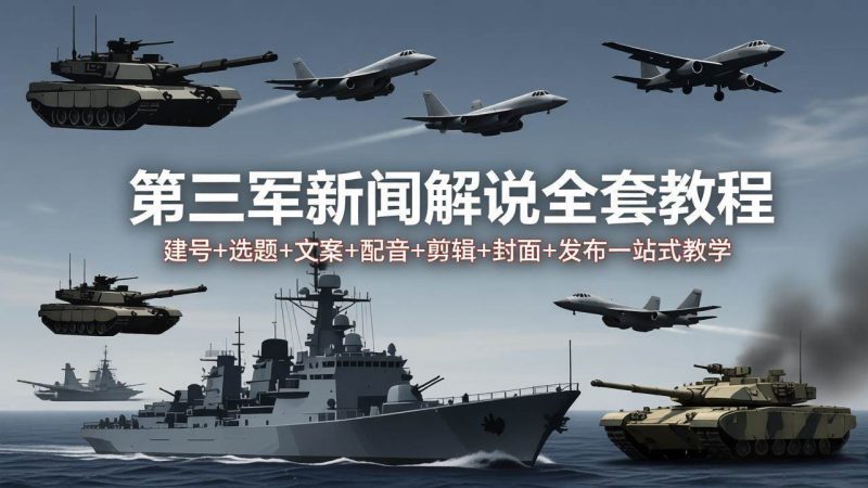 （18081期）第三军迷新闻解说全套教程：建号 选题 文案 配音 剪辑 封面 发布一站式教学-51云资源