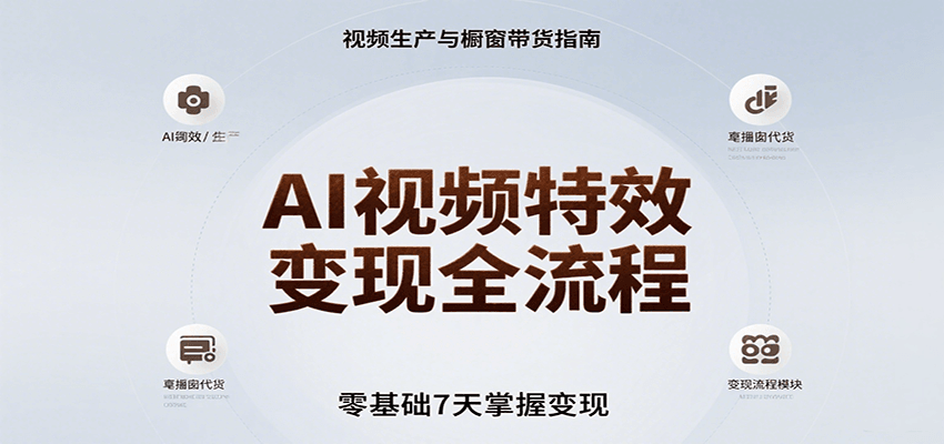 AI视频特效变现全流程，零基础7天掌握视频生产到橱窗带货变现-51云资源