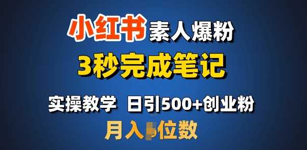 首推：小红书素人爆粉，3秒完成笔记，日引500 月入过W-51云资源