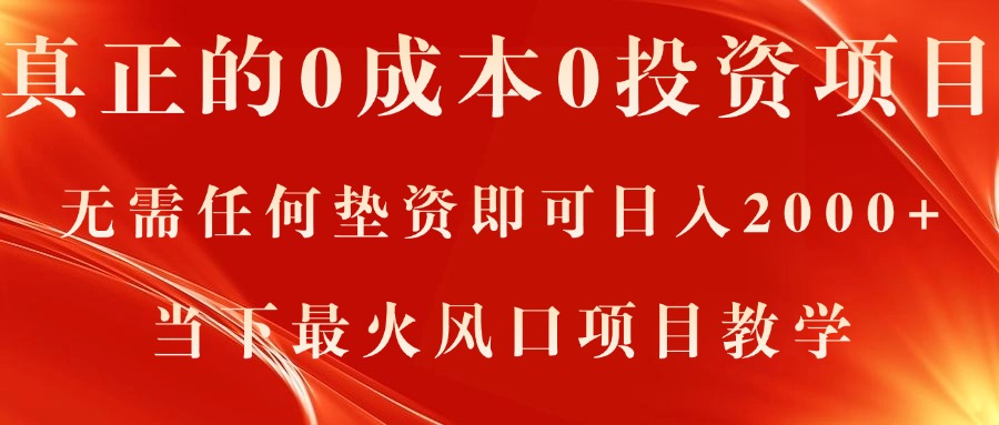 （11387期）真正的0成本0投资项目，无需任何垫资即可日入2000 ，当下最火风口项目教学-51云资源