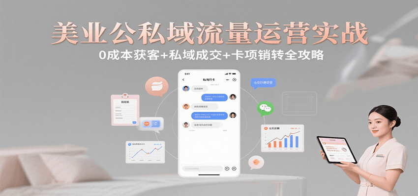 美业公私域流量运营实战：0成本获客 私域成交 卡项销转全攻略