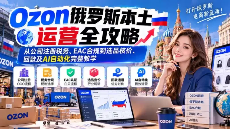 Ozon俄罗斯本土运营全攻略:从公司注册税务、EAC合规到选品核价、回款及AI自动化完整教学-51云资源