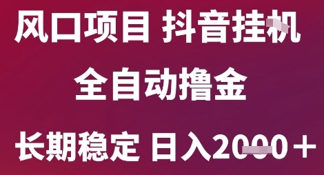 风口项目,六月最新玩法抖音无人挂G,全自动撸金,长期稳定 日入2k 【揭秘】-51云资源
