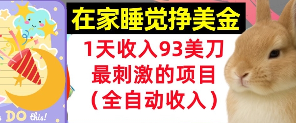 在家挣美金，1天收入93刀，最刺激的项目，0门槛，自动收入(首次公开)-51云资源
