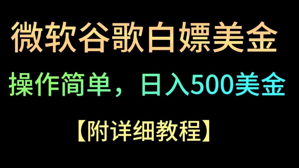 微软谷歌项目3.0，轻松日赚500 美金，操作简单，小白也可轻松入手！-51云资源