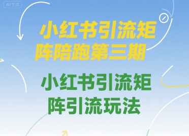 小红书引流矩阵陪跑第三期，小红书引流矩阵引流玩法-51云资源