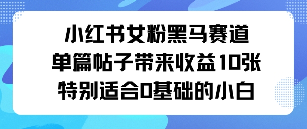 小红书女粉黑马赛道单篇帖子带来收益10张特别适合0基础的小白-51云资源