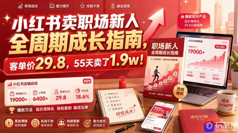 小红书卖职场新人全周期成长指南,客单价29.8,55天卖了1.9w!-51云资源