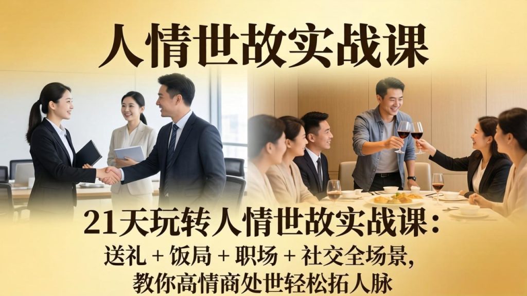 21 天玩转人情世故实战课：送礼   饭局   职场   社交全场景，教你高情商处世轻松拓人脉-51云资源