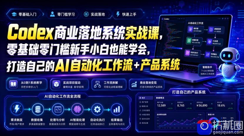 Codex商业落地系统实战课,零基础零门槛新手小白也能学会,打造自己的AI自动化工作流 产品系统