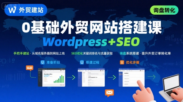 WordPress外贸建站 SEO优化课程,手把手教你从0到1搭建可获得询盘的外贸网站