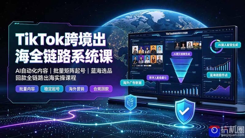 TikTok跨境出海全链路系统课-2026年7月：AI自动化内容｜批量矩阵起号｜蓝海选品回款全链路出海实操课程-51云资源