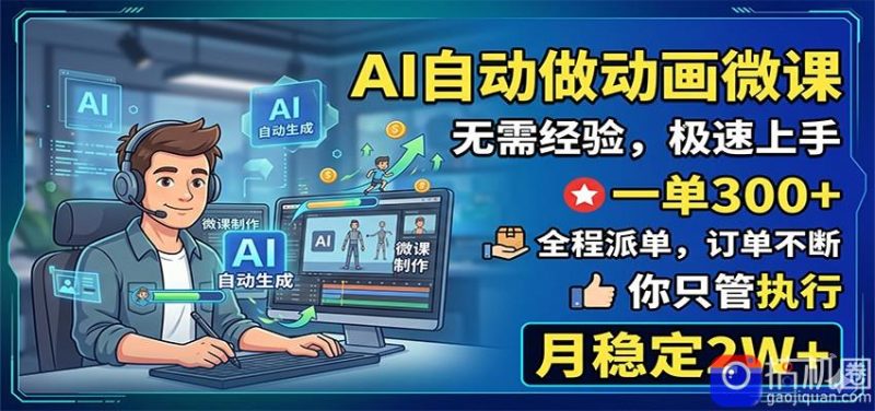 AI自动做动画微课,一单300 ,全程派单,你只管执行,月稳定2W-51云资源