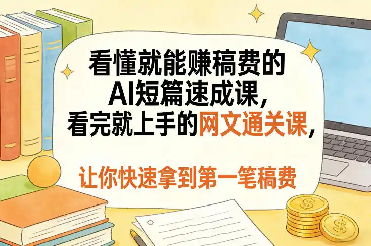 看懂就能賺稿费的AI短篇速成课，看完就上手的网文通关课，让你快速拿到第一笔稿费(更新1008)-51云资源