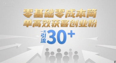 零基础零成本简单高效获客创业粉，一天引流30-51云资源