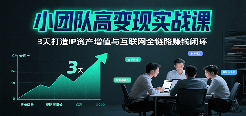 小团队高变现实战课,3天打造IP资产增值与互联网全链路赚钱闭环(第二期)-51云资源