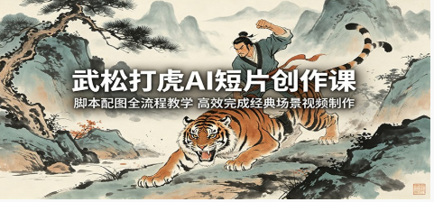 武松打虎AI短片创作课:脚本配图全流程教学,高效完成经典场景视频制作-51云资源