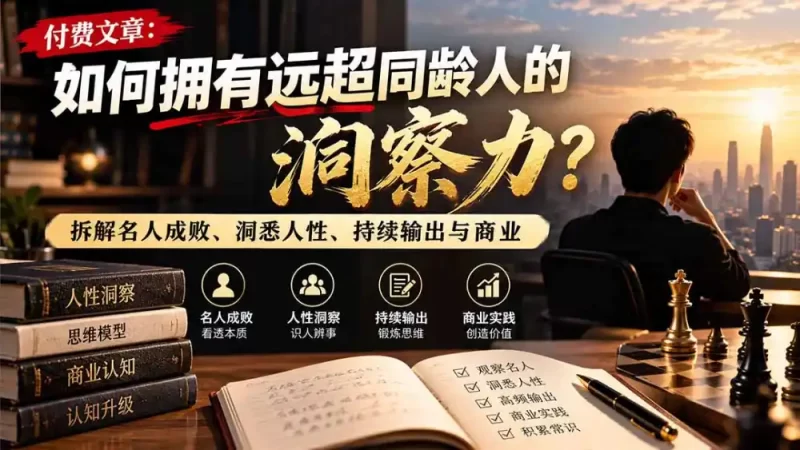 付费文章:如何拥有远超同龄人的洞察力?拆解名人成败、洞悉人性、持续输出与商业实践-51云资源