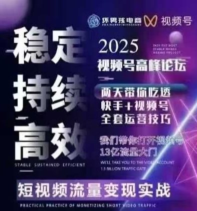 坏男孩电商视频号7月1号线下课,视频号短引、精细化模型打法,三频共振,无人,快手全站精细化运营-51云资源