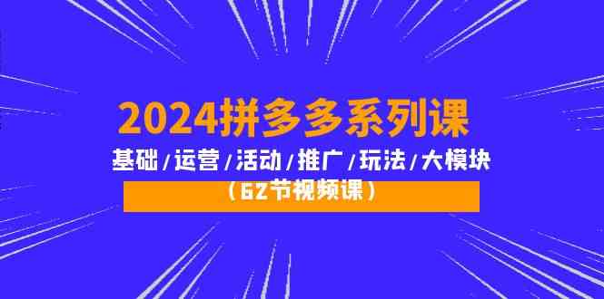 (10019期)2024拼多多系列课:基础/运营/活动/推广/玩法/大模块(62节视频课)-51云资源