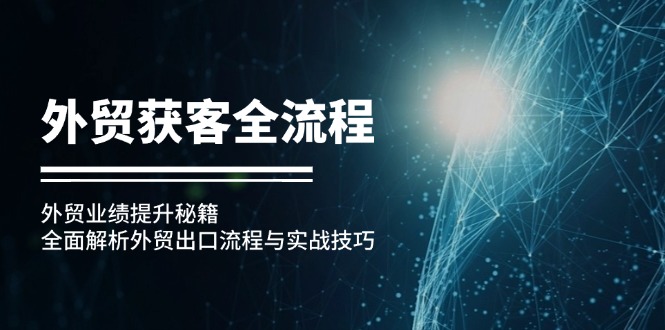 (12982期)外贸获客全流程:外贸业绩提升秘籍:全面解析外贸出口流程与实战技巧