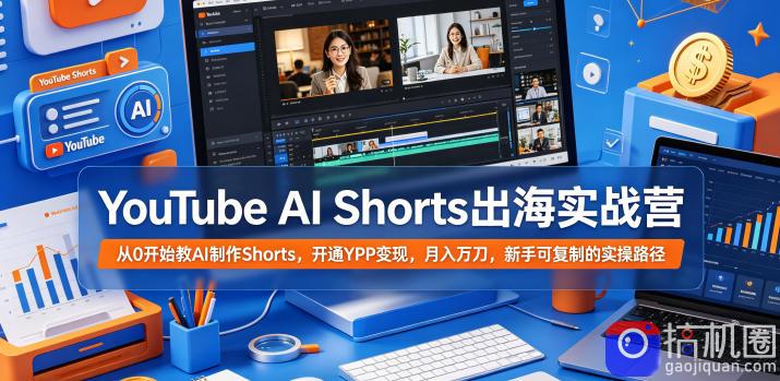 YouTube AI Shorts出海实战营,从0开始教AI制作Shorts,开通YPP变现,月入万刀,新手可复制的实操路径-51云资源
