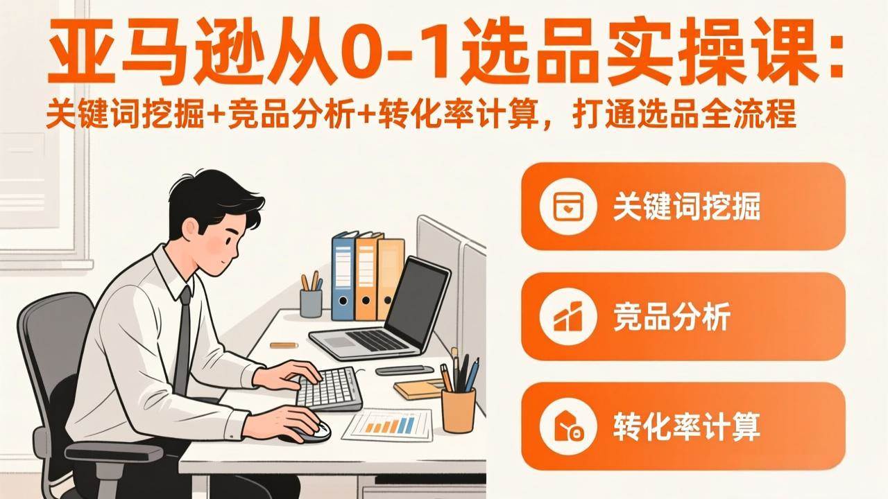 (17567期)亚马逊从0-1选品实操课(更新3月):关键词挖掘 竞品分析 转化率计算,47节打通选品全流程