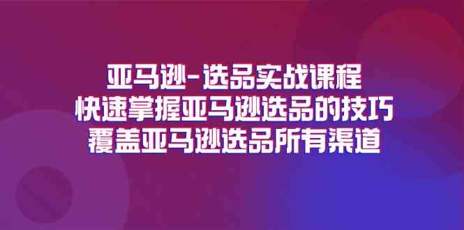 亚马逊选品实战课程，快速掌握亚马逊选品的技巧，覆盖亚马逊选品所有渠道-51云资源