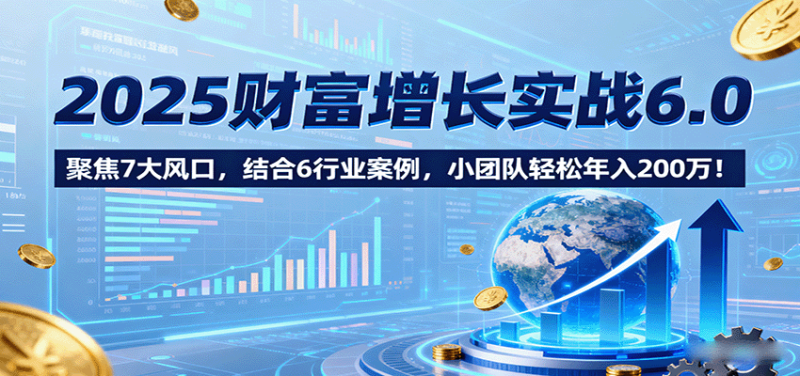2025财富增长实战6.0,聚焦7大风口,结合6行业案例,小团队轻松年入200万!-51云资源