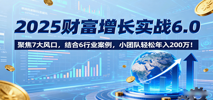 2025财富增长实战6.0，聚焦7大风口，结合6行业案例，小团队轻松年入200万！-51云资源