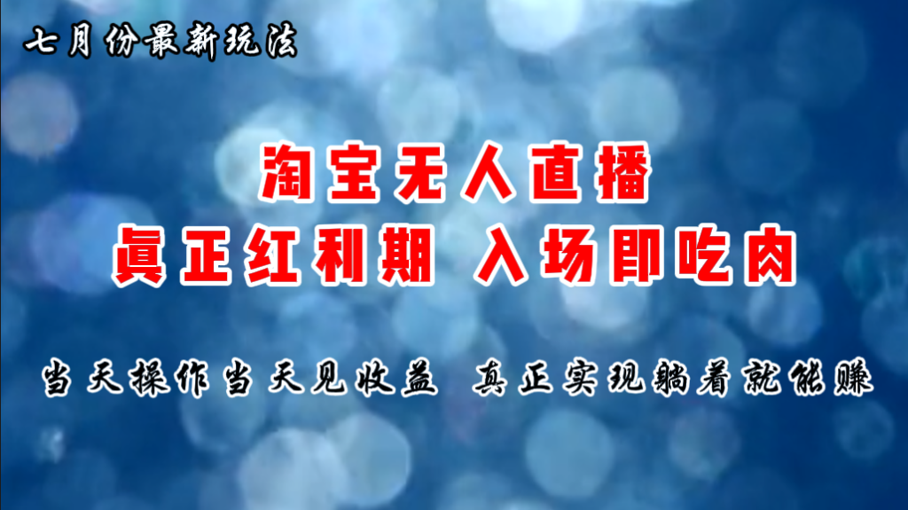 (11483期)七月份淘宝无人直播最新玩法,入场即吃肉,真正实现躺着也能赚钱-51云资源