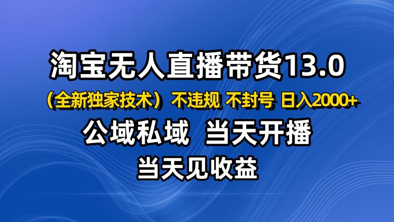 淘宝无人直播13.0,公域私域技术,不封号,不违规 布局下半年旺季赛道,日入2000-51云资源