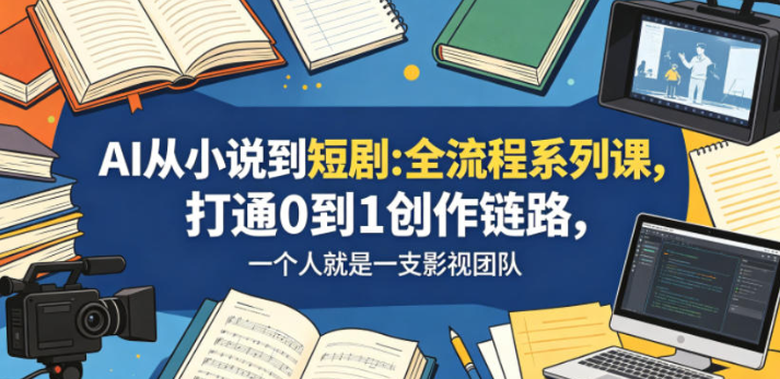 AI从小说到短剧全流程系列课,打通0到1创作链路,一个人就是一支影视团队