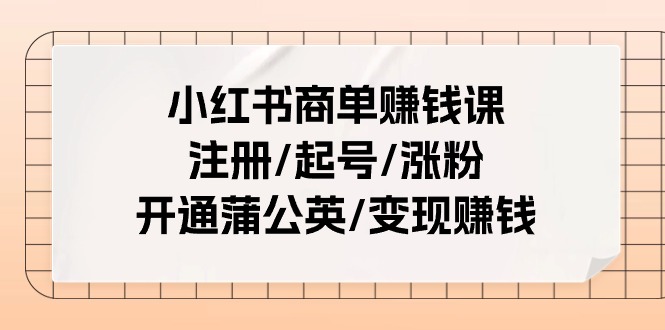 小红书商单赚钱课：注册/起号/涨粉/开通蒲公英/变现赚钱（25节课）-51云资源