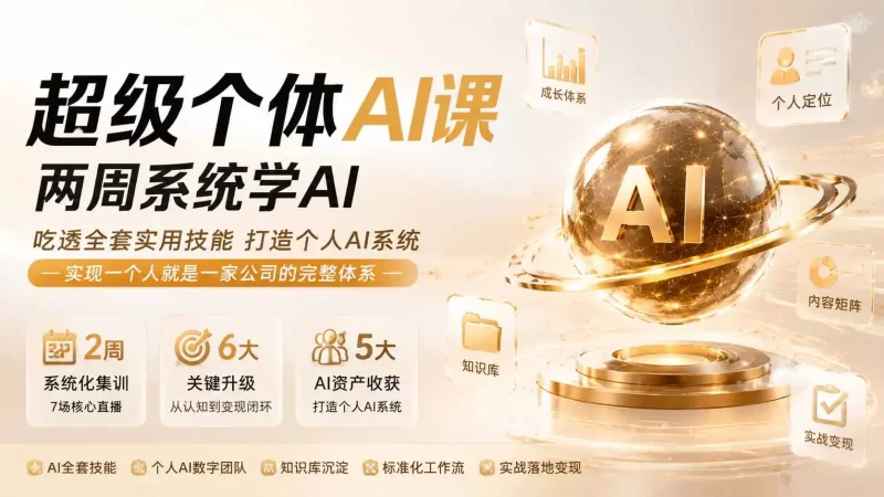 超级个体AI课 两周系统学AI；吃透全套实用技能打造个人AI系统，实现一个人就是一家公司的完整体系(更新0823-51云资源