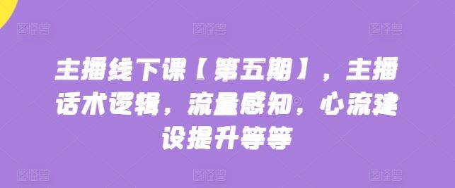 主播线下课【第五期】,主播话术逻辑,流量感知,心流建设提升等等-51云资源