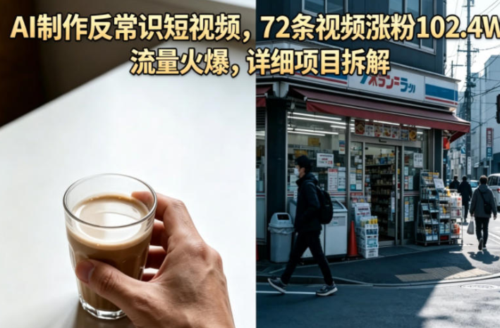 AI制作反常识短视频,72条视频涨粉102.4W,流量火爆,详细项目拆解-51云资源