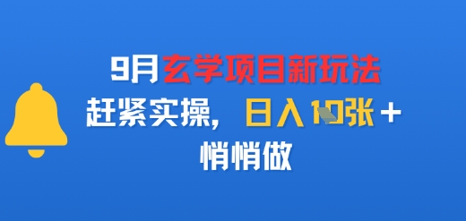 9月玄学项目新玩法，赶紧实操，日入多张，悄悄做-51云资源