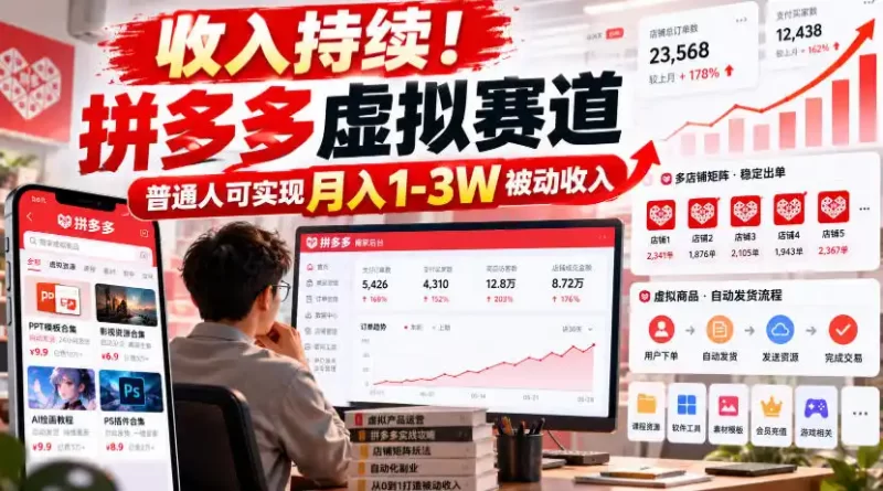 收入持续!拼多多虚拟赛道,普通人可实现月入1-3 W被动收入【揭秘】-51云资源