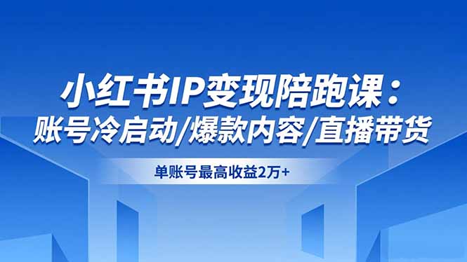 小红书IP变现陪跑课：账号冷启动/爆款内容/直播带货，单账号最高收益2万-51云资源