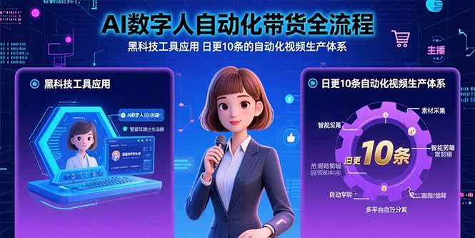 （15699期）AI数字人自动化带货全流程：黑科技工具应用 日更10条的自动化视频生产体系-51云资源