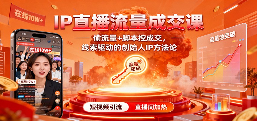 IP直播流量成交课：偷流量 脚本控成交，线索驱动的创始人IP方法论-51云资源