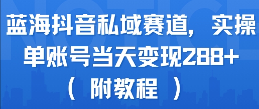 蓝海抖音私域赛道，实操单账号当天变现288 (附教程)-51云资源
