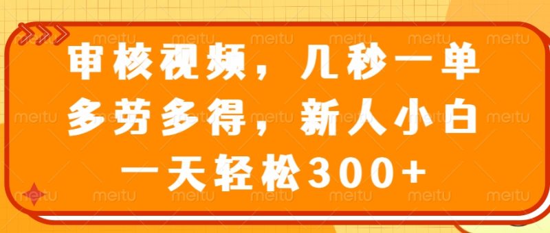 （14294期）审核视频，几秒一单，多劳多得，新人小白一天轻松300-51云资源