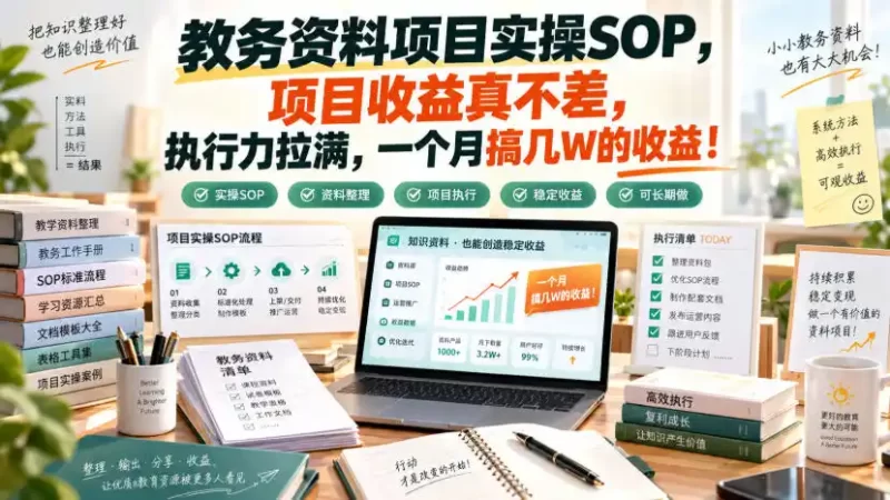 教务资料项目实操SOP,项目收益真不差,执行力拉满,一个月搞几W的收益-51云资源