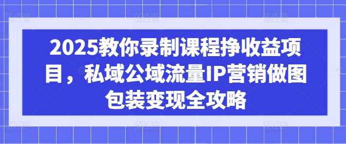 2025教你录制课程挣收益项目,私域公域流量IP营销做图包装变现全攻略